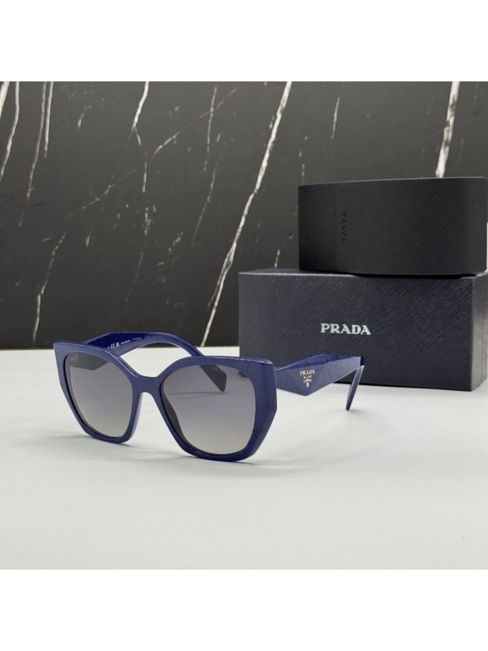 NEW PRADA PR19ZS 18D5W1 SUNGLASSES PR 19ZS 18D5W1 BLUE WOMEN OVERSIZED SPR 19Z - Picture 1 of 11